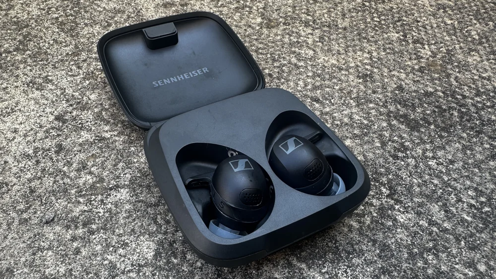 Sennheiser MOMENTUM Sport - Original physical-device photograph of Sennheiser MOMENTUM Sport. SmartWearGuide has not hands-on tested this model. Photo/source credit: TechRadar / Future.