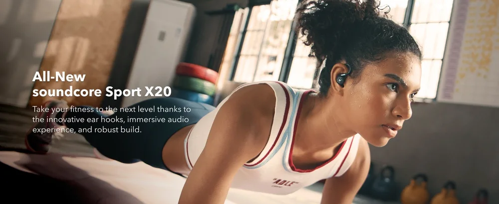soundcore Sport X20 - Original physical-device photograph of soundcore Sport X20. SmartWearGuide has not hands-on tested this model.