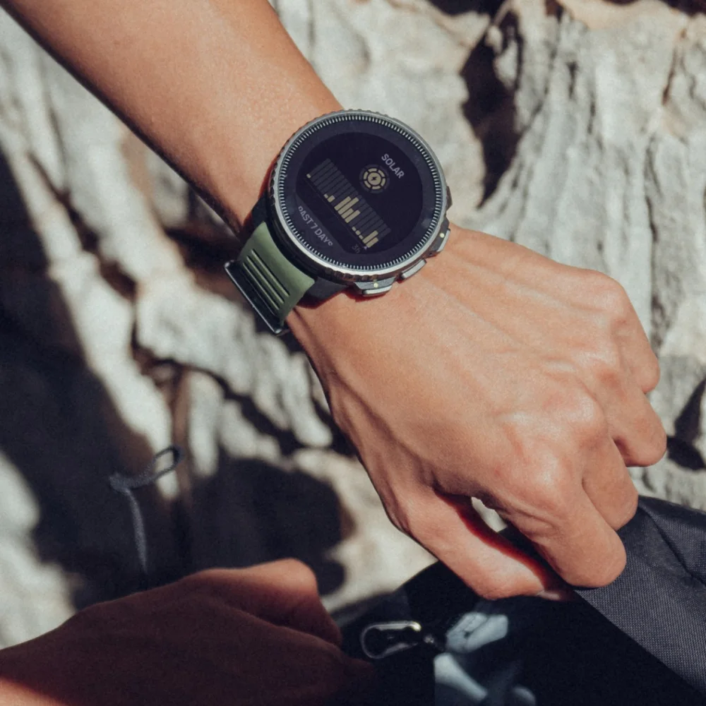 Suunto Vertical - Original Suunto photograph showing Suunto Vertical. Promotional screens may be composited; physical hardware is shown.