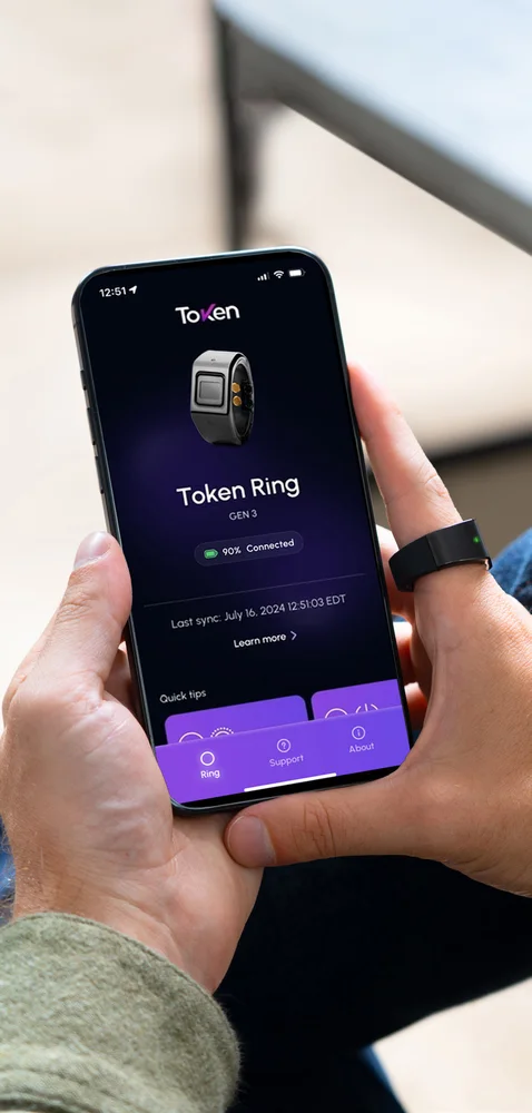 Token Ring - Token enterprise authentication ring, GEN 3, worn on the finger in the manufacturer Microsoft Entra ID solution brief. Photograph extracted from page 4.
